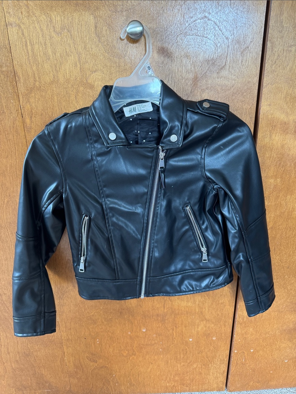 H&M Kids Black Faux Leather Moto Jacket